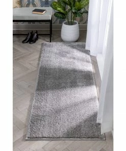 Well Woven Chroma Glam Solid Ultra Soft Light Grey Multi-Textured Shimmer Pile Shag Rug