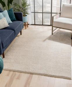 Well Woven Chroma Glam Solid Ultra Soft Beige Multi-Textured Shimmer Pile Shag Rug