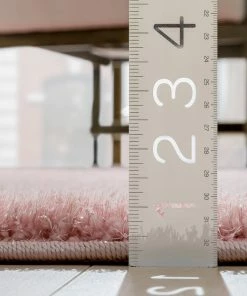 Well Woven Chroma Glam Solid Ultra Soft Light Pink Multi-Textured Shimmer Pile Shag Rug