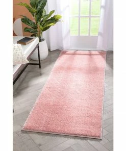 Well Woven Chroma Glam Solid Ultra Soft Light Pink Multi-Textured Shimmer Pile Shag Rug