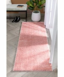 Well Woven Chroma Glam Solid Ultra Soft Light Pink Multi-Textured Shimmer Pile Shag Rug