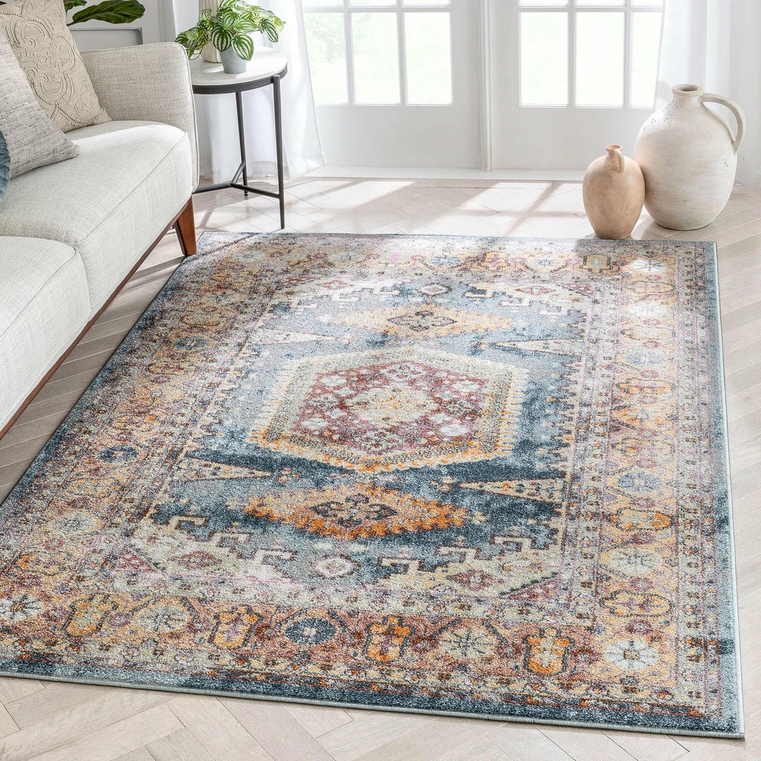 Well Woven Roswell Bohemian Eclectic Aztec Blue Rug 1 Well Woven Roswell Bohemian Eclectic Aztec Blue Rug