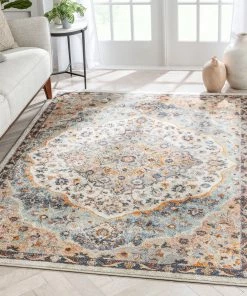 Well Woven Waco Bohemian Eclectic Floral Beige Rug Vintage