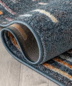 Well Woven Estes Vintage Abstract Stripes Dark Blue Rug