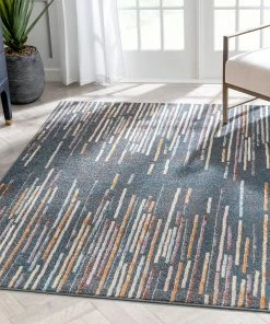 Well Woven Estes Vintage Abstract Stripes Dark Blue Rug