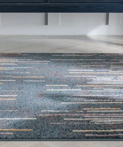 Well Woven Estes Vintage Abstract Stripes Dark Blue Rug