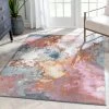 Well Woven Vintage Petal Modern Abstract Paintsplash Distressed Blue Pink Rug