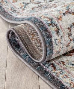 Well Woven Corona Vintage Eclectic Floral Botanical Border Blue Rug