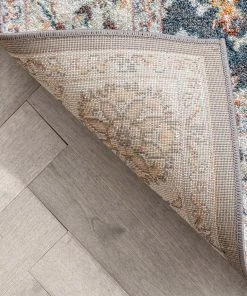 Well Woven Corona Vintage Eclectic Floral Botanical Border Blue Rug