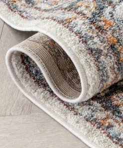 Well Woven Corona Vintage Eclectic Floral Botanical Border Grey Rug