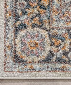 Well Woven Corona Vintage Eclectic Floral Botanical Border Grey Rug