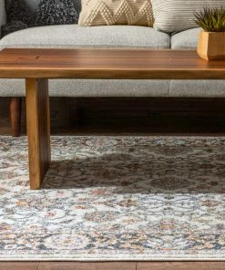 Well Woven Corona Vintage Eclectic Floral Botanical Border Grey Rug