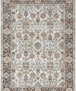 Well Woven Corona Vintage Eclectic Floral Botanical Border Grey Rug