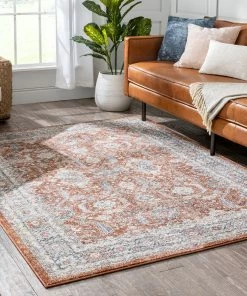 Well Woven Salida Vintage Oriental Botanical Border Rust Rug Global