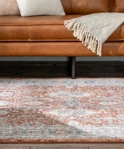 Well Woven Salida Vintage Oriental Botanical Border Rust Rug Global
