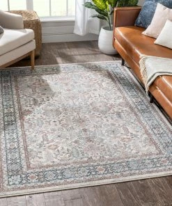 Well Woven Salida Vintage Oriental Botanical Border Beige Rust Rug Global