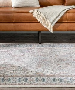 Well Woven Salida Vintage Oriental Botanical Border Beige Rust Rug Global