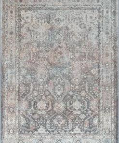 Well Woven Salida Vintage Oriental Botanical Border Black Grey Rug