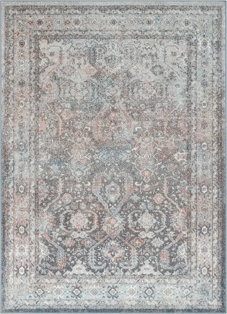 Well Woven Salida Vintage Oriental Botanical Border Black Grey Rug 2 Well Woven Salida Vintage Oriental Botanical Border Black Grey Rug