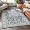 Well Woven Global Salida Vintage Oriental Botanical Border Blue Rug