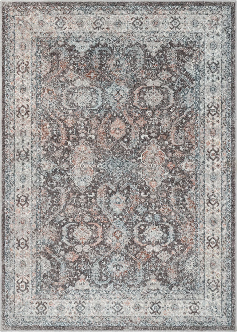 Well Woven Global Salida Vintage Oriental Botanical Border Grey Rug 2 Well Woven Global Salida Vintage Oriental Botanical Border Grey Rug