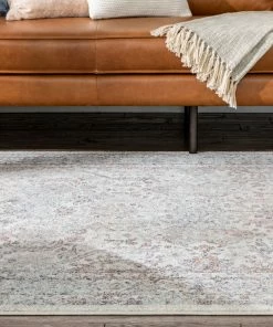 Well Woven Global Salida Vintage Oriental Botanical Border Grey Beige Rug