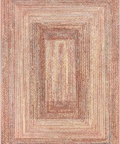 Well Woven Chindi Bohemian Vintage Solid & Striped Multi-Color Blush Yellow Braided Pattern Rug