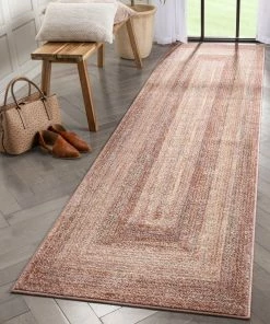 Well Woven Chindi Bohemian Vintage Solid & Striped Multi-Color Blush Yellow Braided Pattern Rug