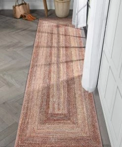 Well Woven Chindi Bohemian Vintage Solid & Striped Multi-Color Blush Yellow Braided Pattern Rug