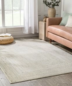 Well Woven Chindi Bohemian Vintage Solid & Striped Multi-Color Green Ivory Braided Pattern Rug