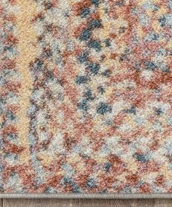 Well Woven Global Chindi Bohemian Vintage Solid & Striped Multi-Color Blush Light Blue Braided Pattern Rug