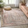 Well Woven Global Chindi Bohemian Vintage Solid & Striped Multi-Color Blush Light Blue Braided Pattern Rug