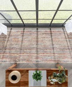 Well Woven Global Chindi Bohemian Vintage Solid & Striped Multi-Color Blush Light Blue Braided Pattern Rug