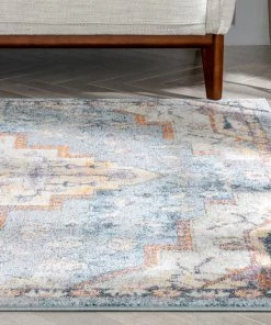 Well Woven Encino Global Vintage Medallion Light Blue Rug