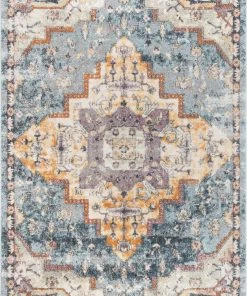 Well Woven Encino Global Vintage Medallion Light Blue Rug
