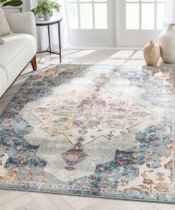 Well Woven Mesilla Bohemian Aztec Tribal Light Blue Rug Global