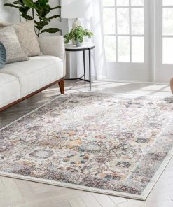 Well Woven Grande Bohemian Oriental Botanical Border Ivory Rug