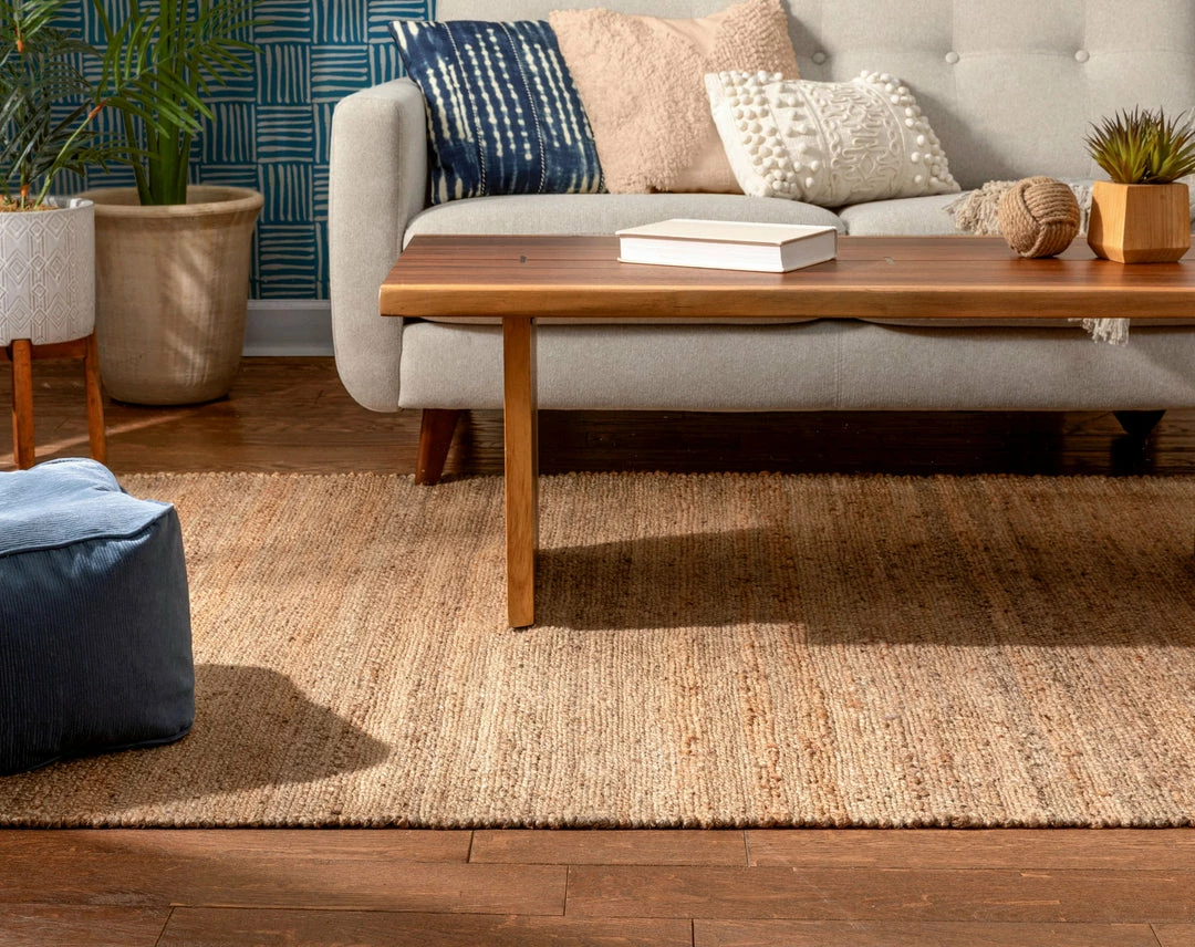 Well Woven Jute + Natural Laylani Farmhouse Jute Rug Hand-Braided Basket Weave Jute Rug Solid Pattern Natural/Gray Color 20 Well Woven Jute + Natural Laylani Farmhouse Jute Rug Hand-Braided Basket Weave Jute Rug Solid Pattern Natural/Gray Color