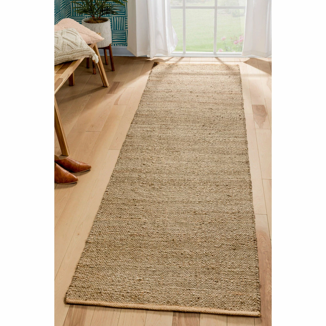 Well Woven Jute + Natural Laylani Farmhouse Jute Rug Hand-Braided Basket Weave Jute Rug Solid Pattern Natural/Gray Color 17 Well Woven Jute + Natural Laylani Farmhouse Jute Rug Hand-Braided Basket Weave Jute Rug Solid Pattern Natural/Gray Color