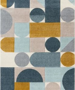 Well Woven Dede Blue Mid-Century Modern Geometric Shapes Rug By Chill Rugs