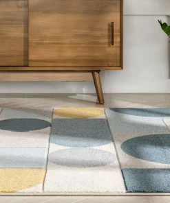 Well Woven Dede Blue Mid-Century Modern Geometric Shapes Rug By Chill Rugs