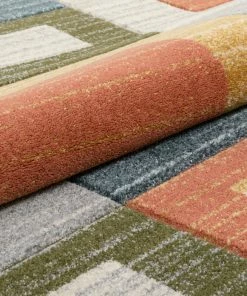 Well Woven Tango Mid-Century Modern Geometric Squares Multi Distressed High-Low Rug