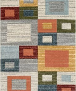 Well Woven Tango Mid-Century Modern Geometric Squares Multi Distressed High-Low Rug