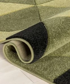 Well Woven Rita Glam Geometric Triangles Green High-Low Rug