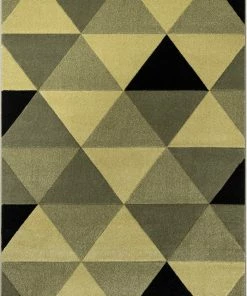 Well Woven Rita Glam Geometric Triangles Green High-Low Rug