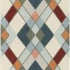Well Woven Rumba Mid-Century Modern Geometric Diamond Shapes Multi Distressed High-Low Rug