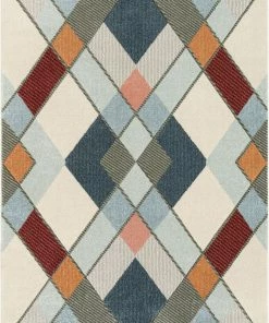 Well Woven Rumba Mid-Century Modern Geometric Diamond Shapes Multi Distressed High-Low Rug