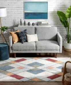 Well Woven Rumba Mid-Century Modern Geometric Diamond Shapes Multi Distressed High-Low Rug 11 Well Woven Rumba Mid-Century Modern Geometric Diamond Shapes Multi Distressed High-Low Rug