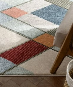 Well Woven Rumba Mid-Century Modern Geometric Diamond Shapes Multi Distressed High-Low Rug 12 Well Woven Rumba Mid-Century Modern Geometric Diamond Shapes Multi Distressed High-Low Rug