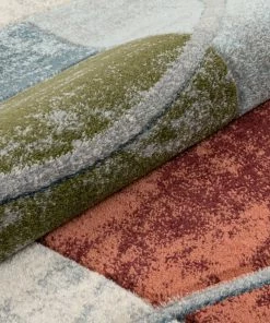 Well Woven Jive Modern Abstract Geometric Arcs & Shapes Multi Distressed High-Low Rug